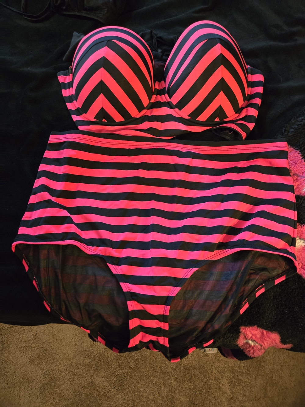torrid Pink & Black Striped High-Waist Bikini Set